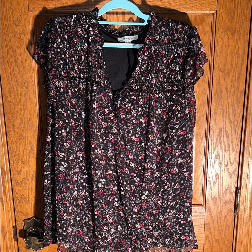 Haver & Blair Floral Black and Pink Women's Top